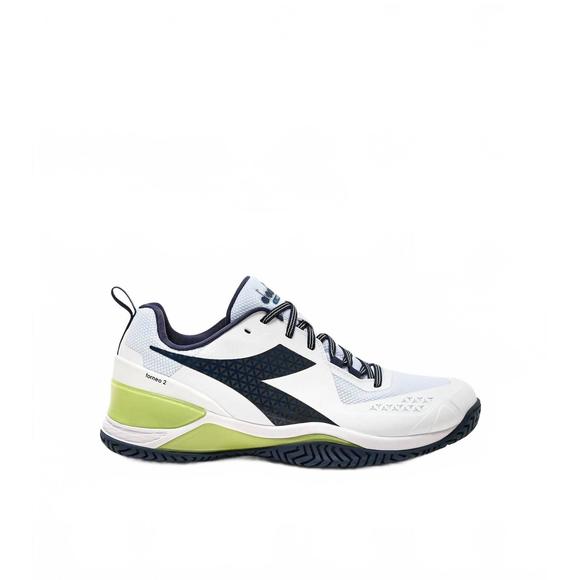 NEW DIADORA men's blueshield torneo 2 all ground shoe in white/pageant blue